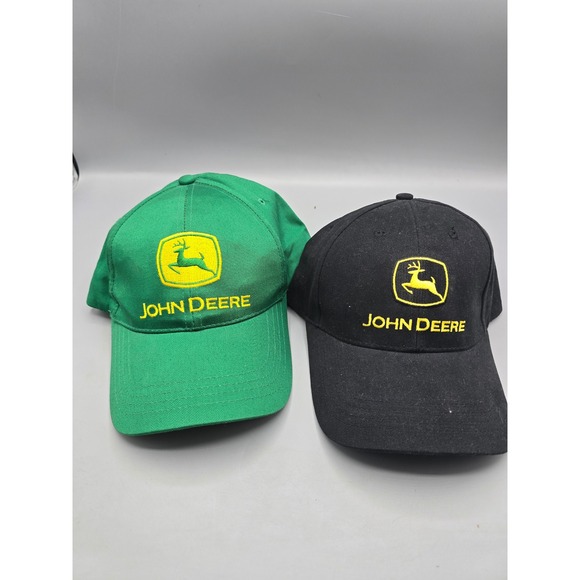 John Deere Other - John Deere Baseball Cap Bundle Green and Black Embroidered Logo Hats 2 Pack